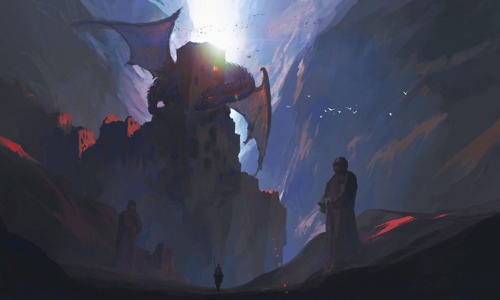 knights canyon challenge dragon digital painting scaled