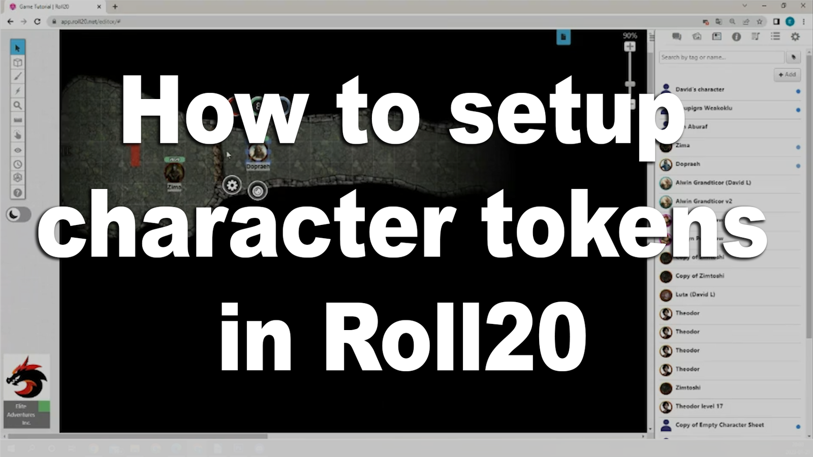 How to setup character tokens in Roll20