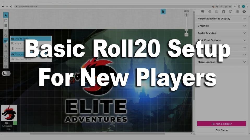 Elite Adventures - Professional D&D Online Games - Basic Roll20 Setup For New Players