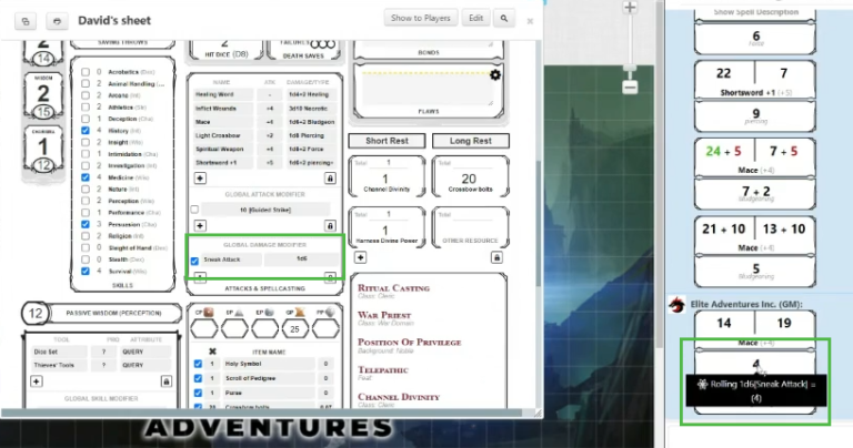 How To Use Roll20 Character Sheet - Elite Adventures