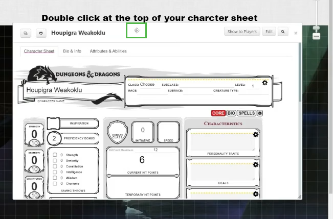 How to minimize your character sheet in roll20