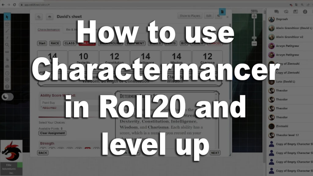 How To Use Charactermancer In Roll20 And Level Up Elite Adventures