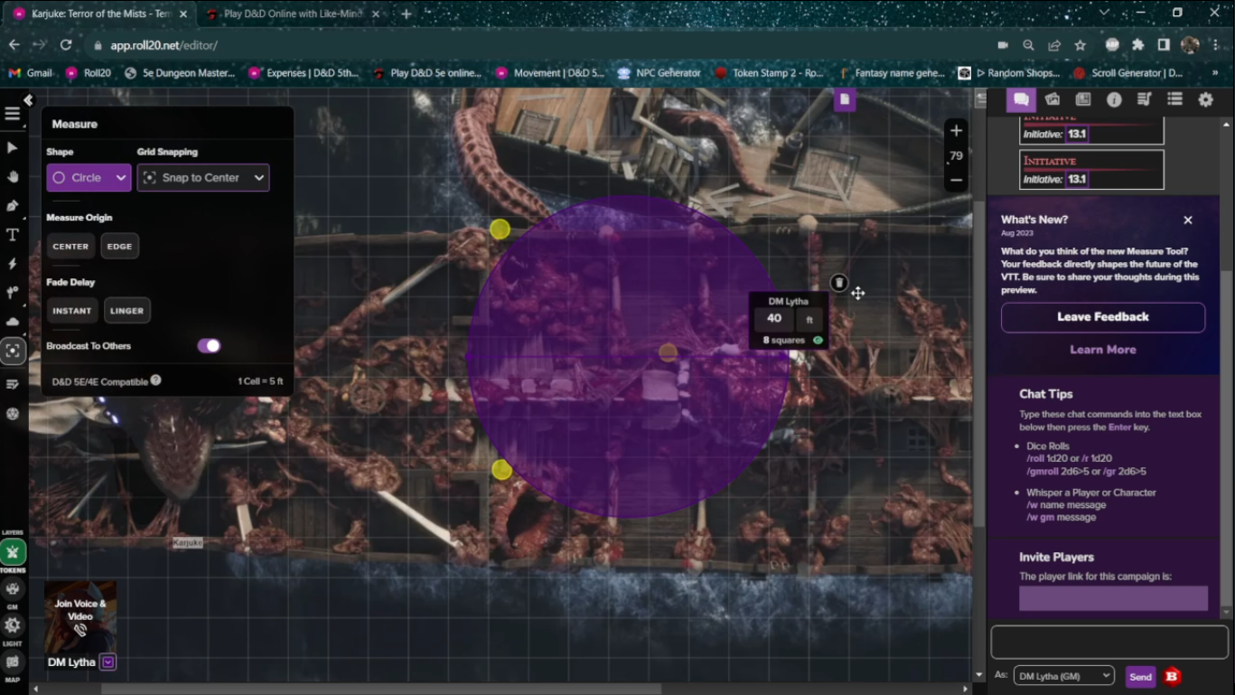 New Roll20 Toolbar and Measuring Tool